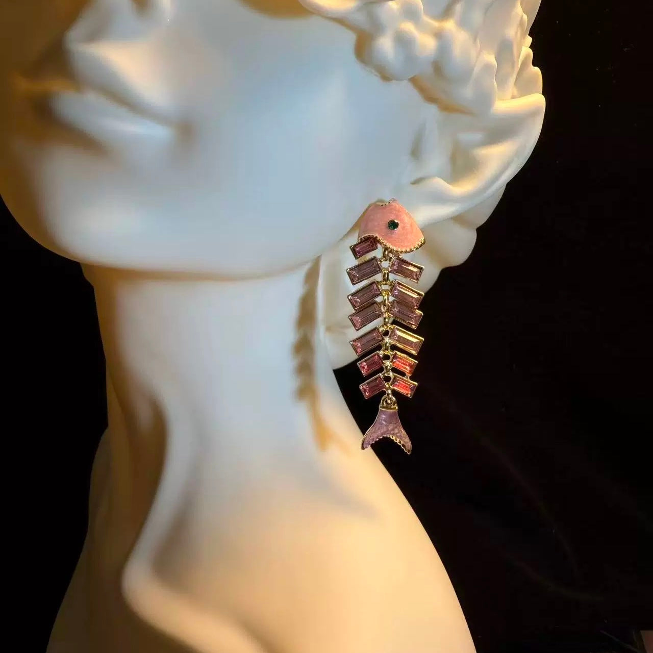 Crystal Fish Vintage Earrings