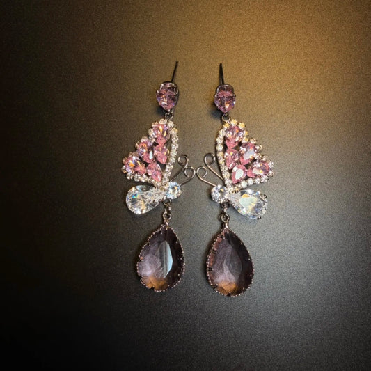 Pink Butterfly Vintage Earrings