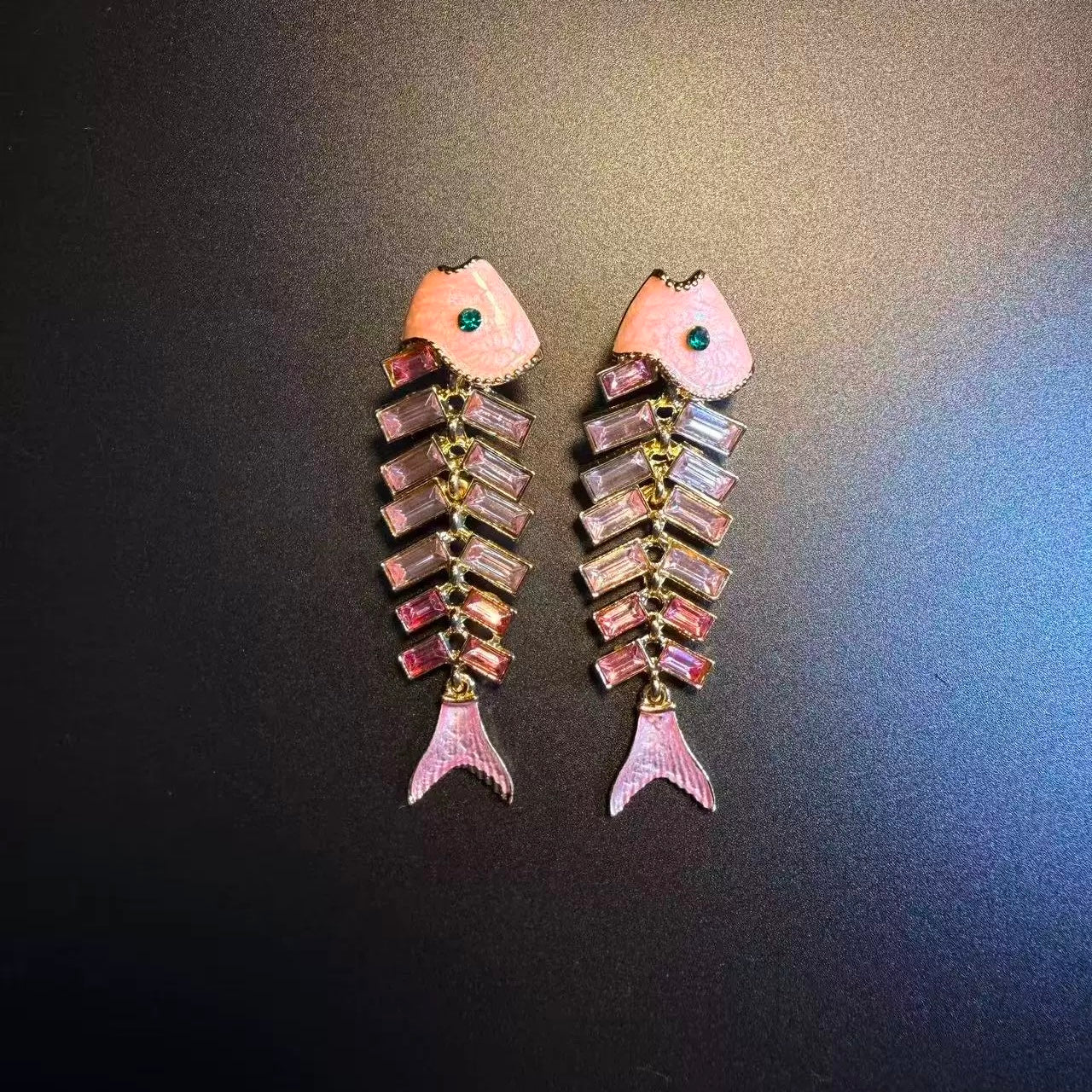 Crystal Fish Vintage Earrings